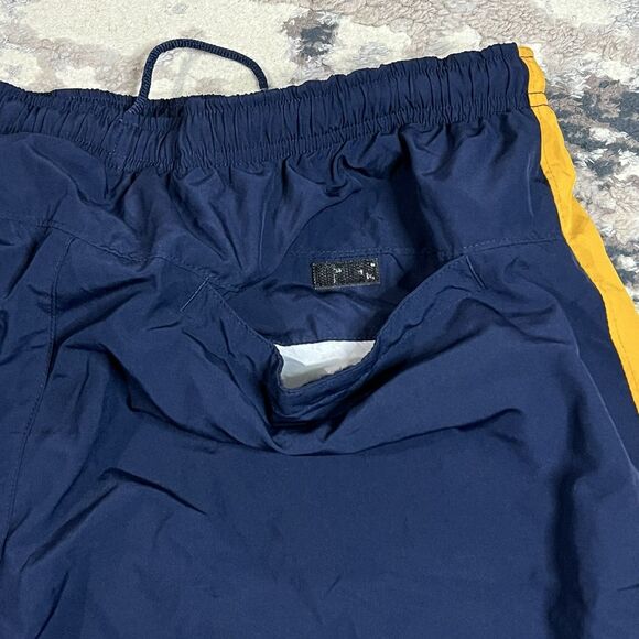 Vintage Y2K Nike Warm Up Track Lined Pants Mens 2XL Baggy Navy Gold Basketball - Picture 9 of 13